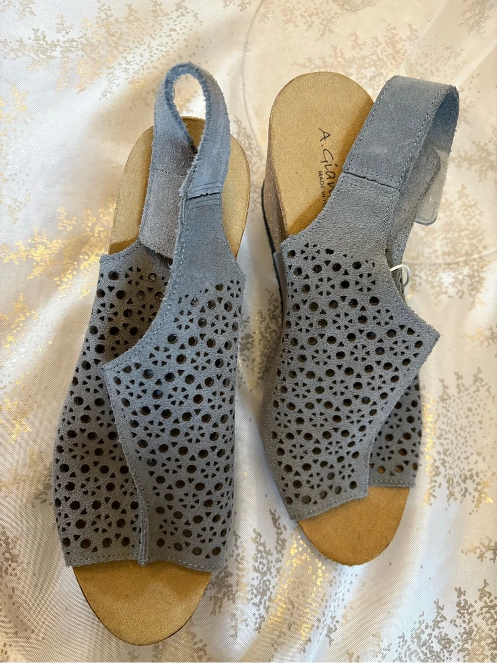 A. Giannetti Made in Italy Suede Wedge Sandals